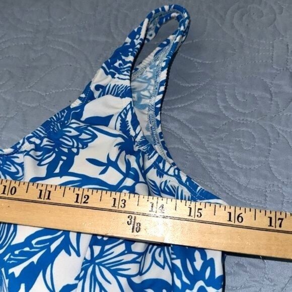 Blue & White Floral Swim Dress  L With Built-In Bikini Bottom - Picture 7 of 7